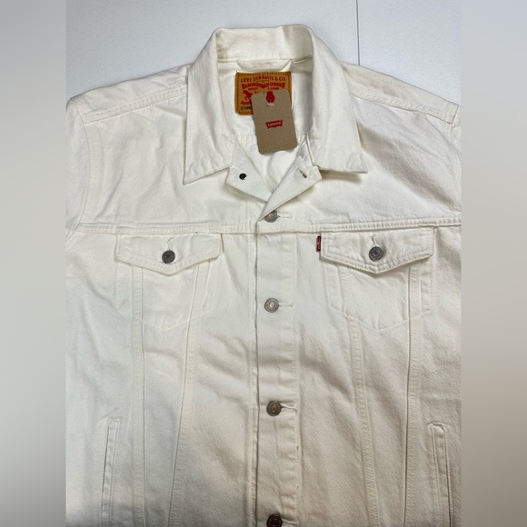 New Levis Jacket Mens Denim Trucker Jacket Jeans White Standard Size 2XL - Picture 8 of 12